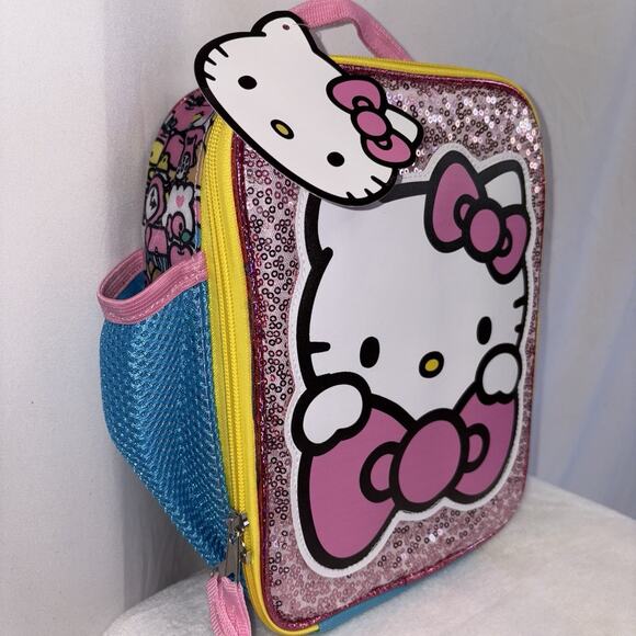 Hello Kitty Insulated Lunch Bag Softshell Sparkle Zip Around 10x8 Inch NWT - Picture 2 of 10